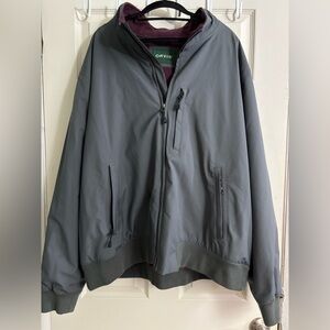 Orvis Men's Charcoal Grey Windbreaker Bomber Zip Up Insulated Jacket Coat